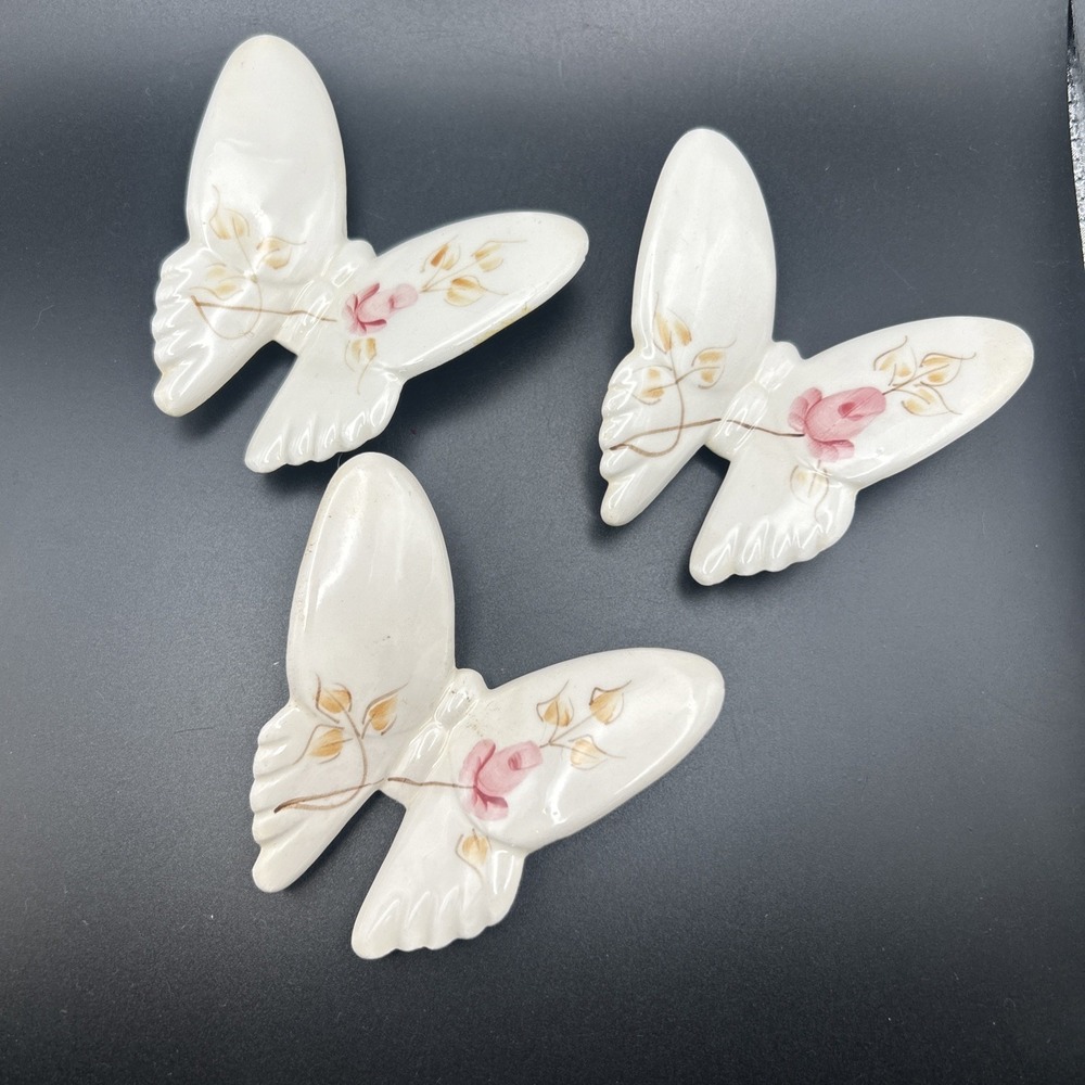 Homco Hand-Painted Porcelain Butterfly Wall Figurines Set of 3